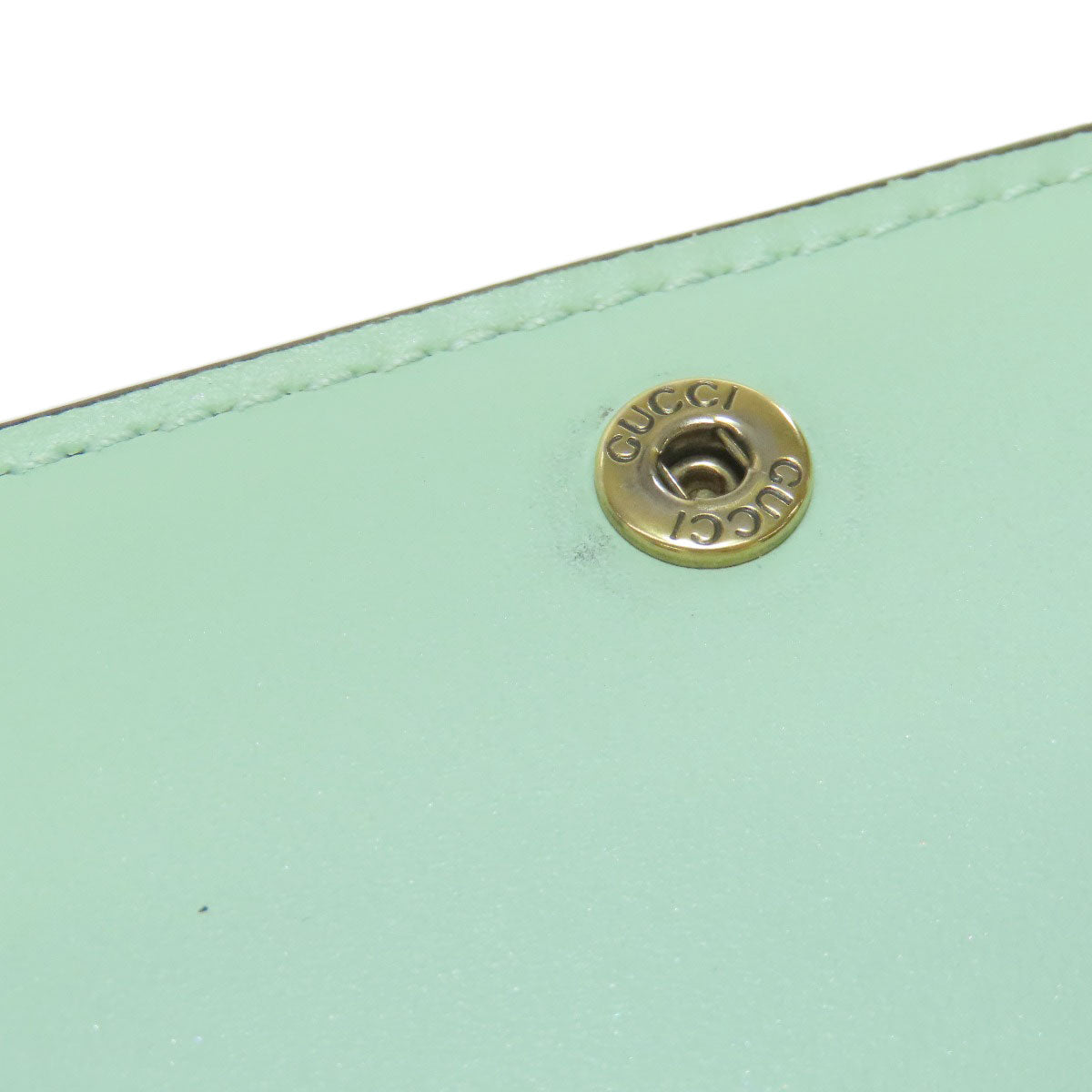 GUCCI Bifold Wallet 548057 leather green GG Signature Shima Linea Cat Women Used Authentic