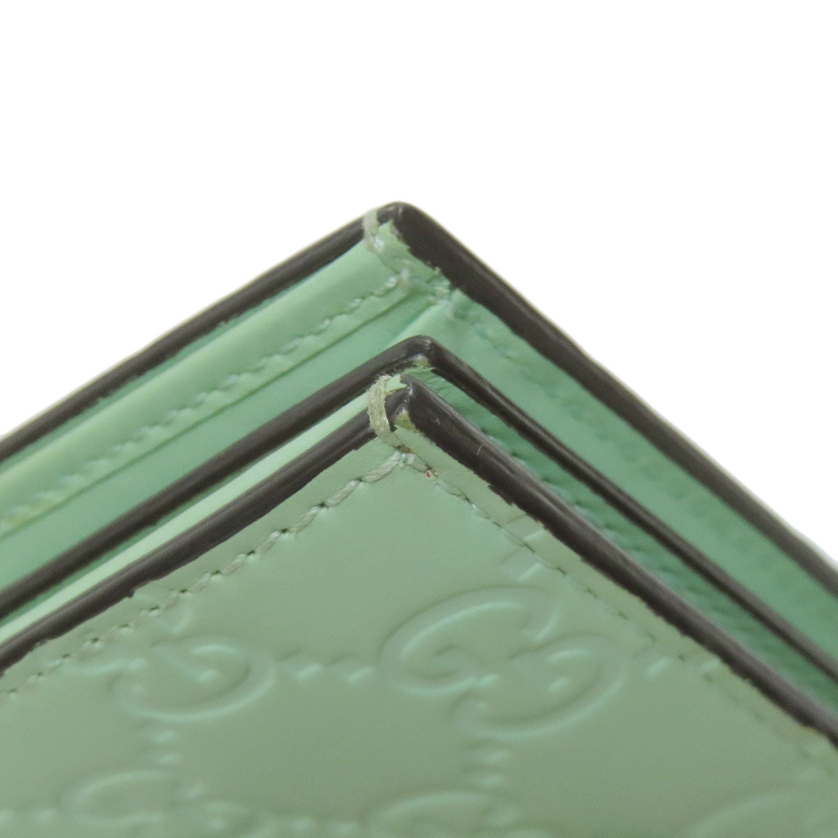 GUCCI Bifold Wallet 548057 leather green GG Signature Shima Linea Cat Women Used Authentic