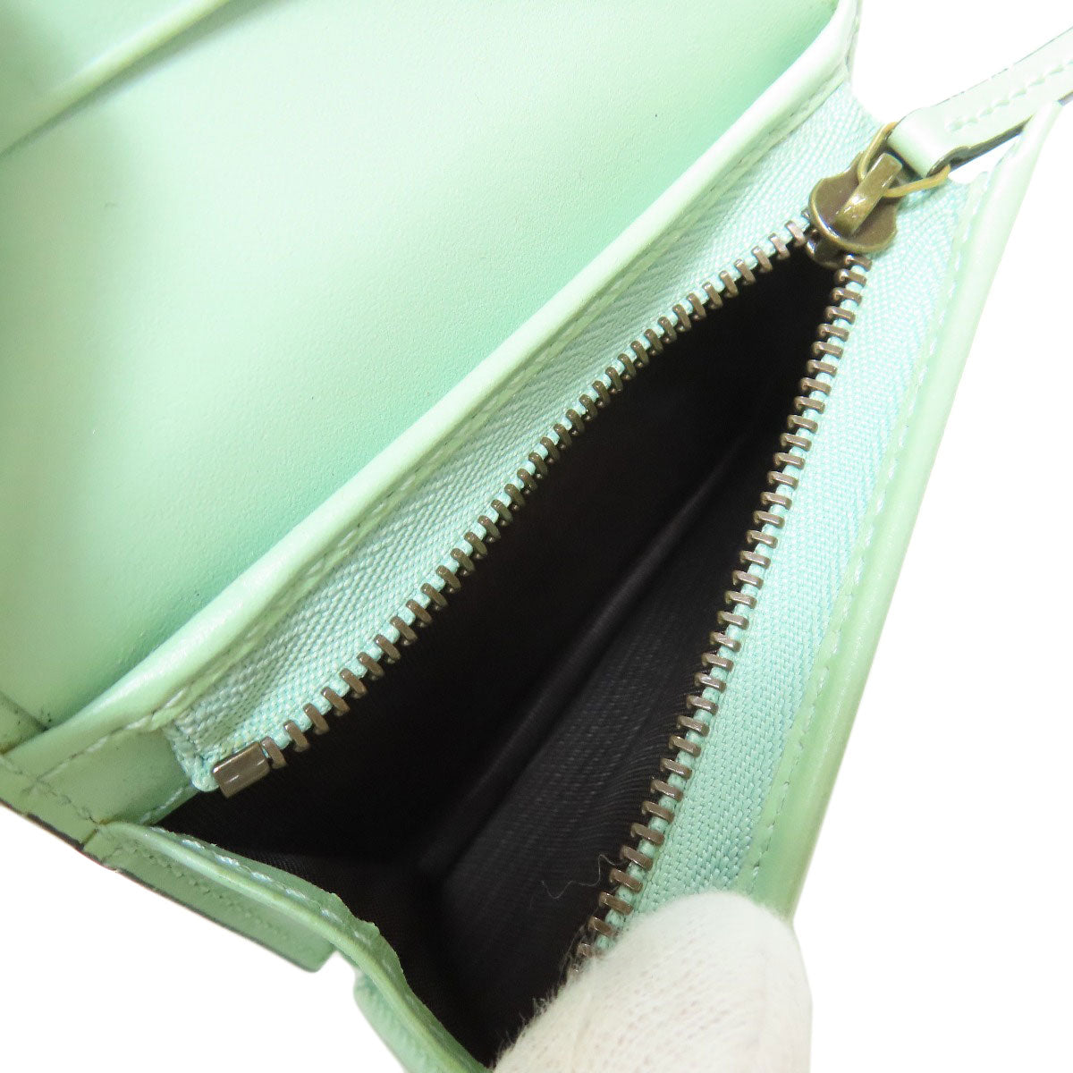 GUCCI Bifold Wallet 548057 leather green GG Signature Shima Linea Cat Women Used Authentic