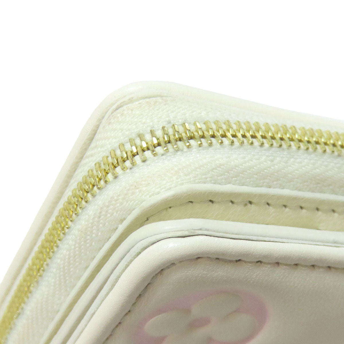 LOUIS VUITTON Bifold Wallet M11909 Calfskin white Portefeuille�ELoup Monogram Flower Women Used Authentic