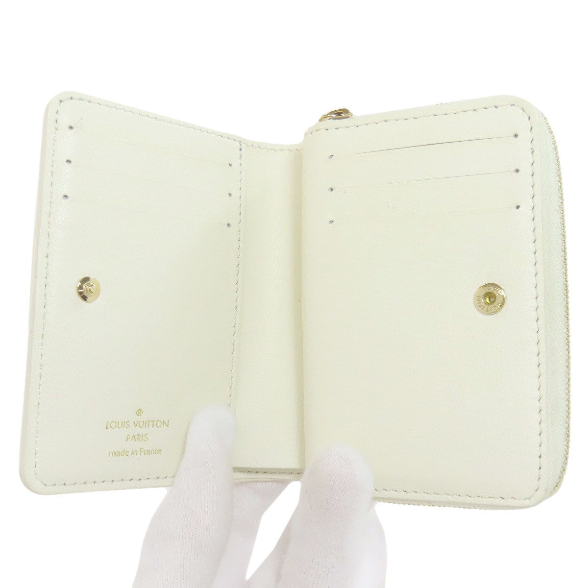 LOUIS VUITTON Bifold Wallet M11909 Calfskin white Portefeuille�ELoup Monogram Flower Women Used Authentic
