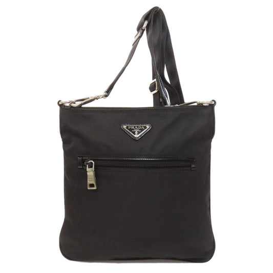 PRADA Shoulder Bag Nylon black logoMetal Women Used Authentic
