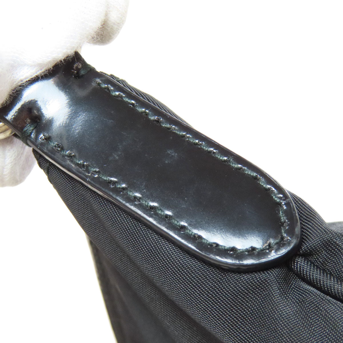 PRADA Shoulder Bag Nylon black logoMetal Women Used Authentic