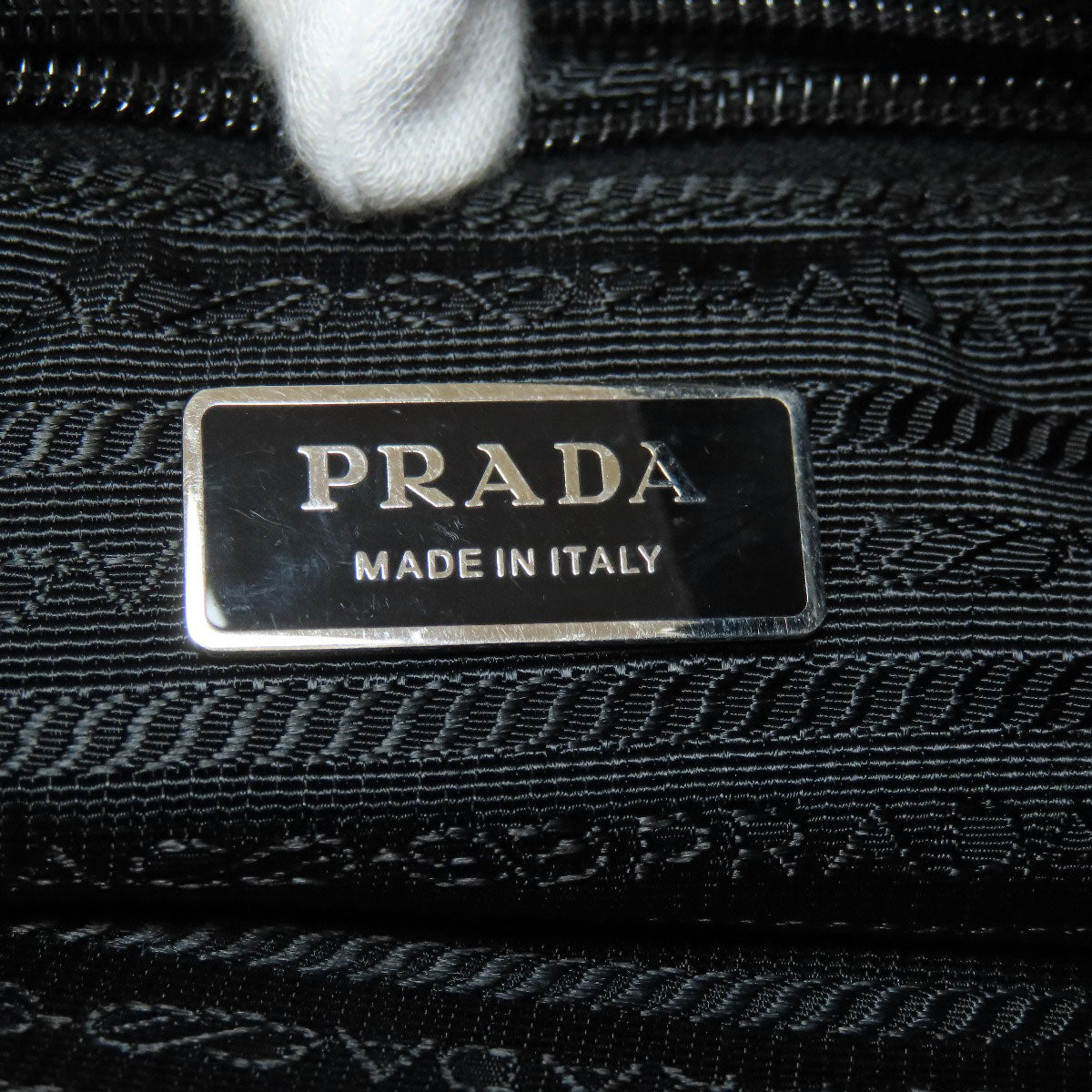 PRADA Shoulder Bag Nylon black logoMetal Women Used Authentic
