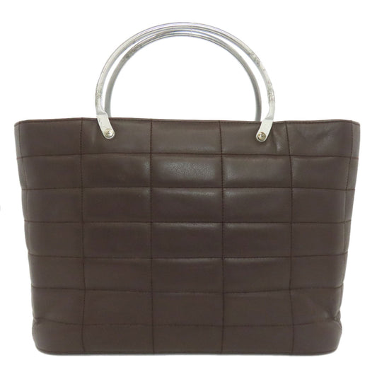 CHANEL Handbag Calfskin black Chocolate bar Silver Metal