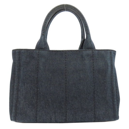 PRADA Handbag denim black Canapa Mini 2WAY Women Used Authentic