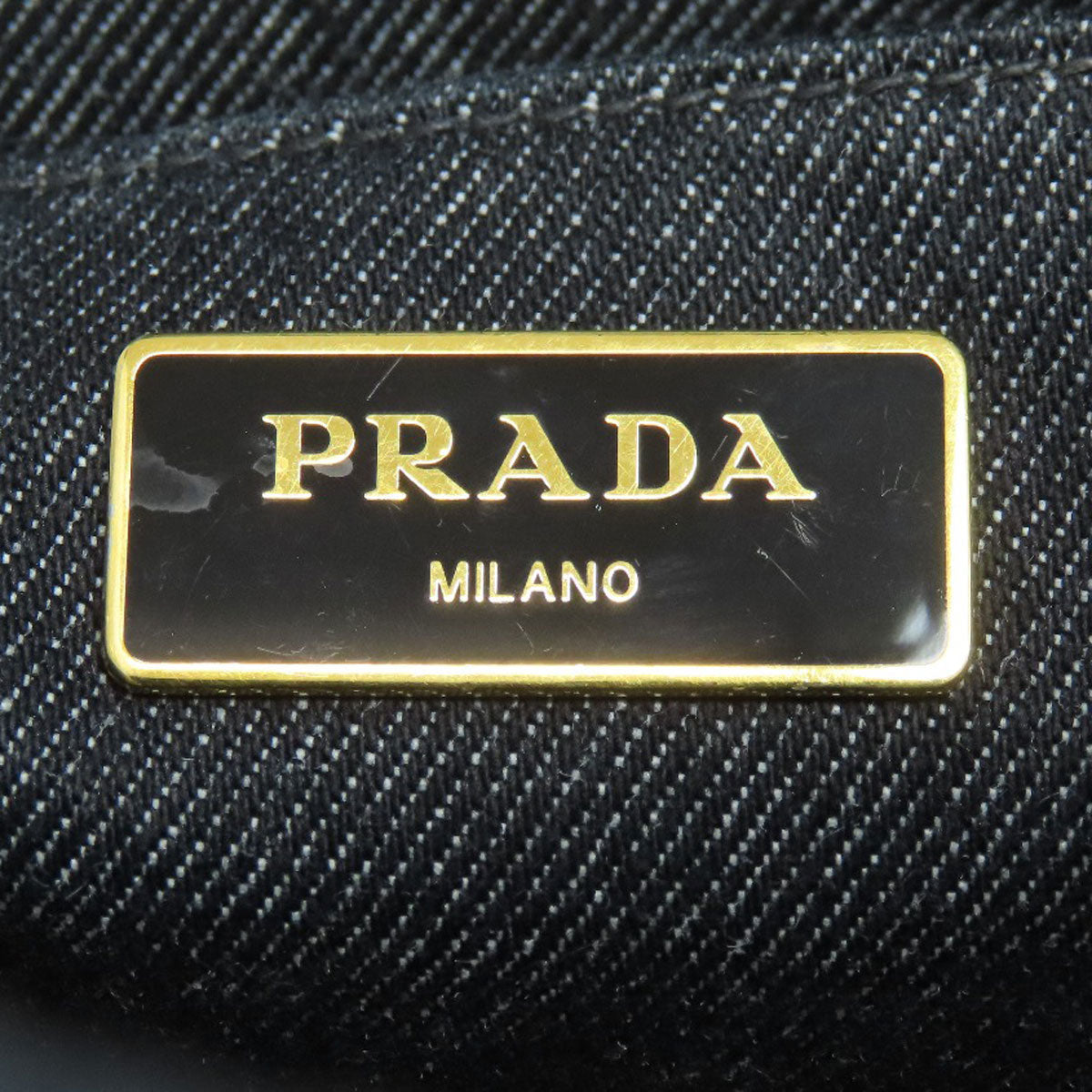 PRADA Handbag denim black Canapa Mini 2WAY Women Used Authentic
