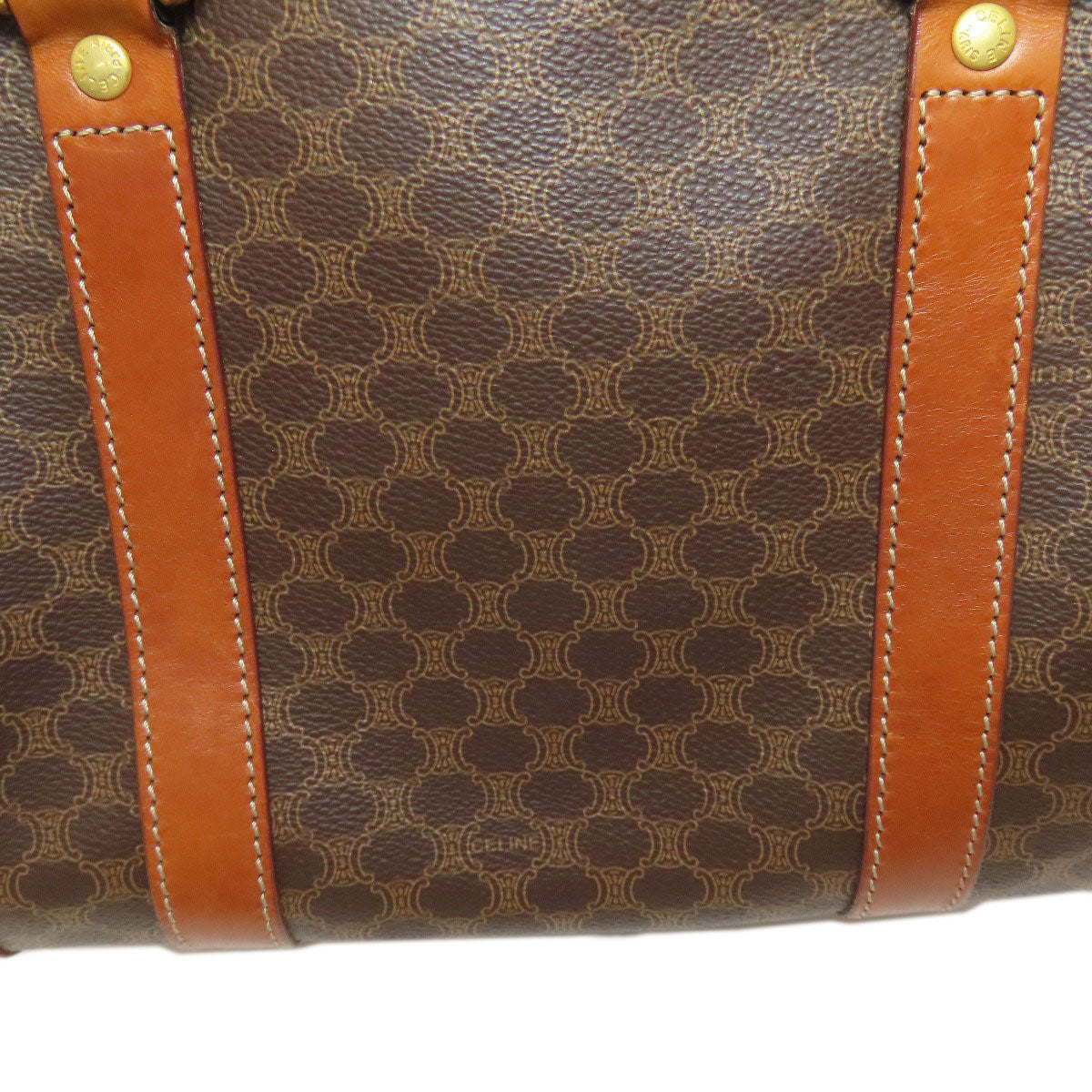 CELINE Boston Duffel bag PVC Brown Macadam Pattern Women Used Authentic