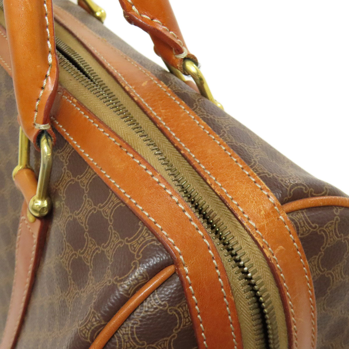 CELINE Boston Duffel bag PVC Brown Macadam Pattern Women Used Authentic