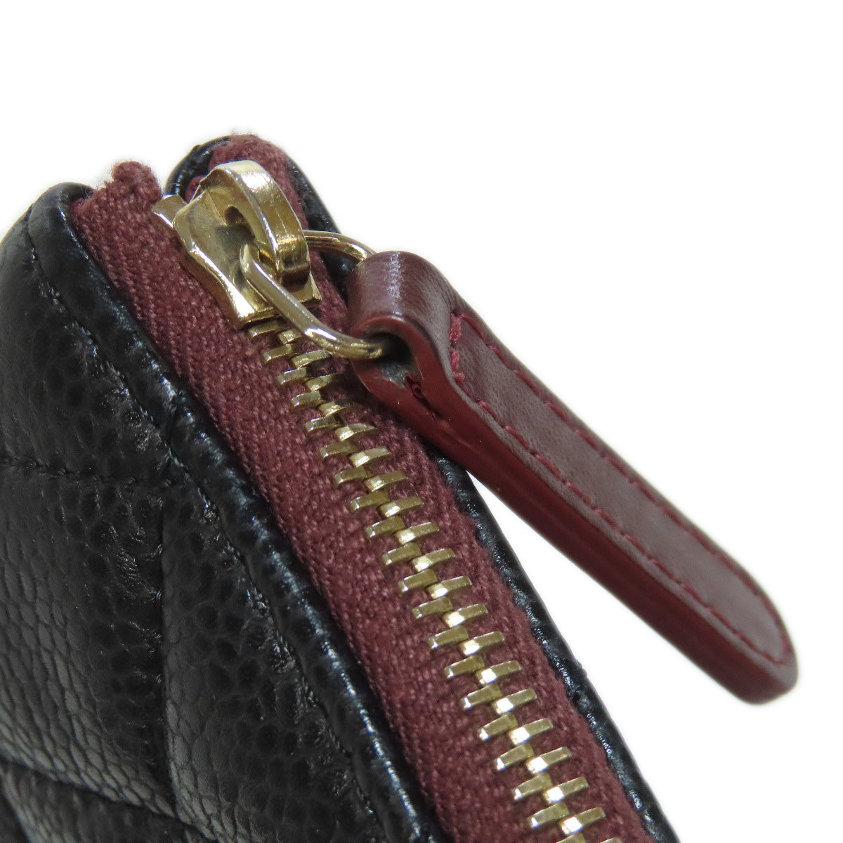 CHANEL Cosmetics Pouch Grained Calfskin Skin black Matelasse Gold Metal