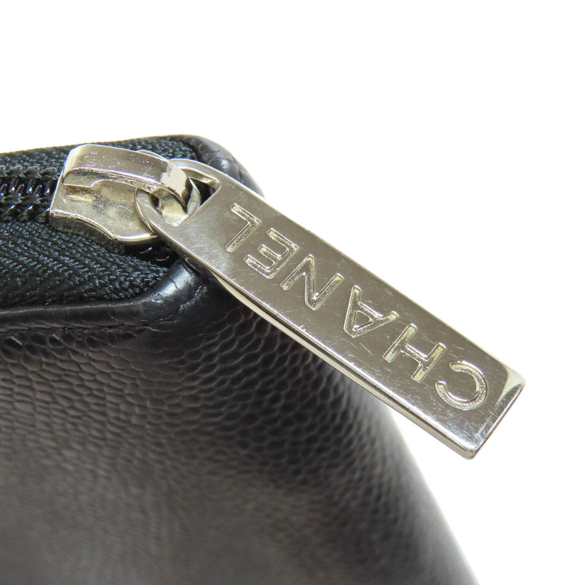 CHANEL Long Wallet Purse Grained Calfskin Skin black COCO Mark SilverMetal Women Used Authentic