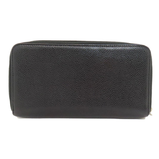 CHANEL Long Wallet Purse Grained Calfskin Skin black COCO Mark SilverMetal