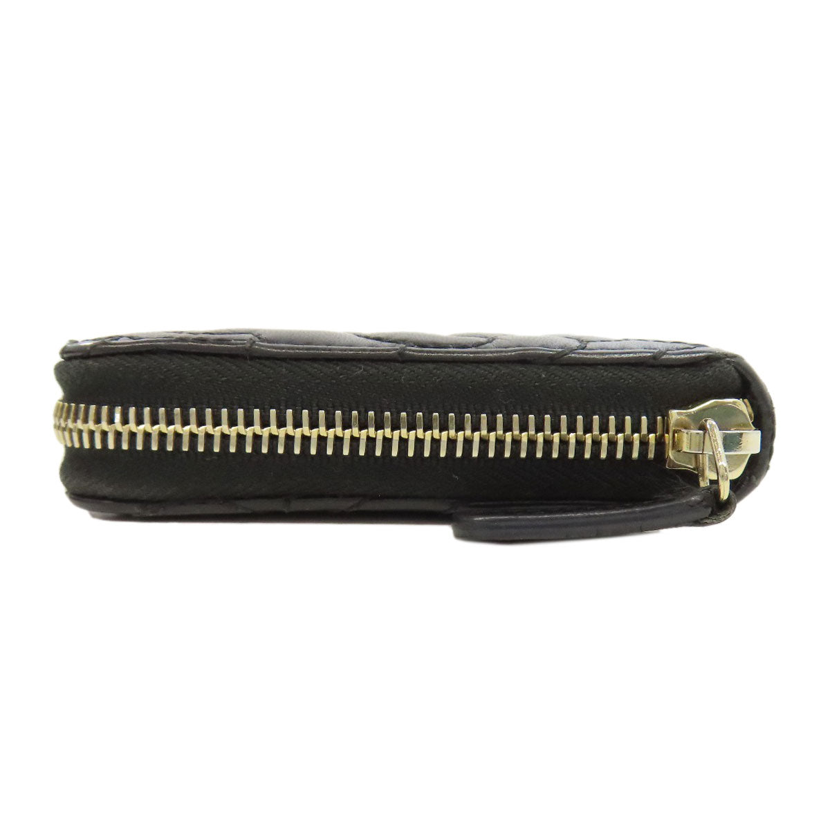 CHANEL Long Wallet Purse lambskin black Camellia Gold Metal Women Used Authentic
