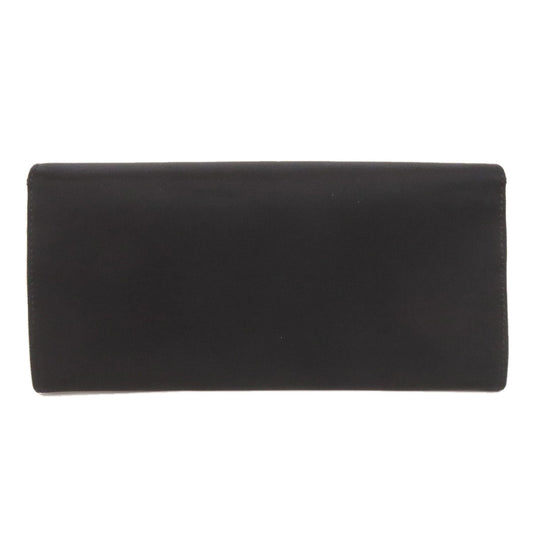 PRADA Long Wallet Purse Nylon black logoMetal
