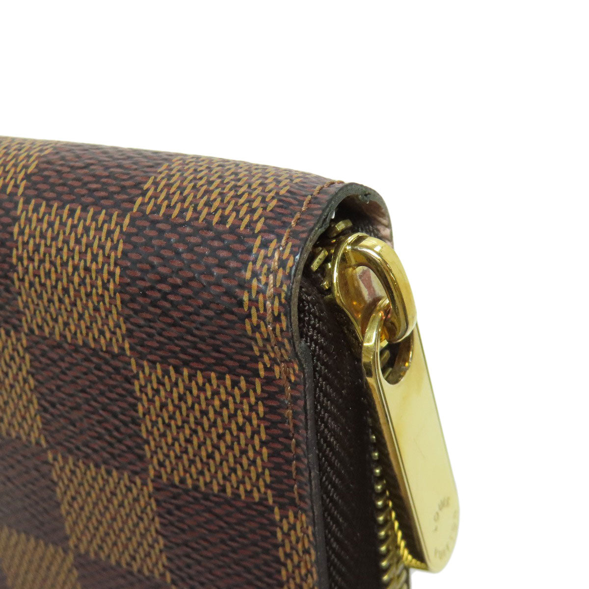 LOUIS VUITTON Long Wallet Purse N60046 Damier canvas Brown Zippy wallet Women Used Authentic
