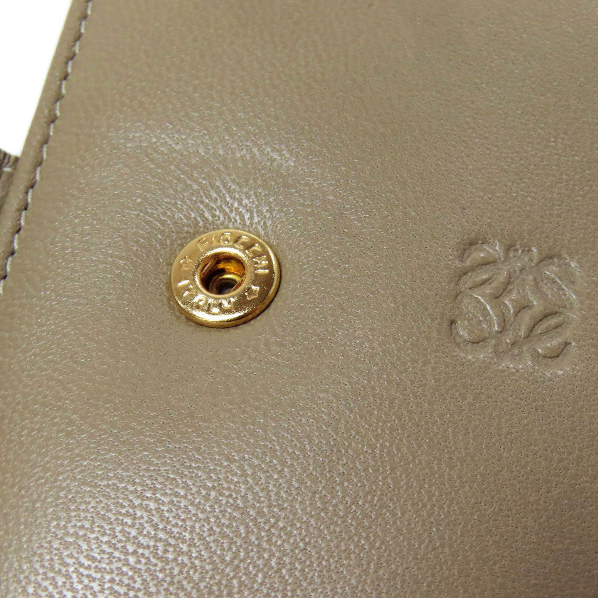LOEWE Bifold Wallet lambskin green anagram Women Used Authentic