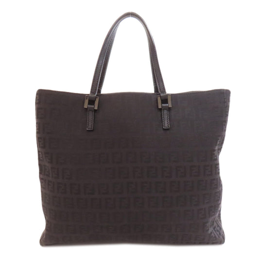 FENDI Handbag canvas black Zucca Pattern