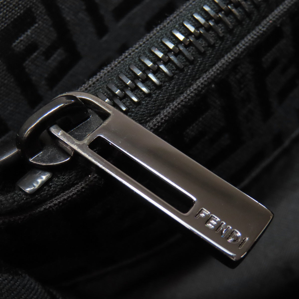 FENDI Handbag canvas black Zucca Pattern
