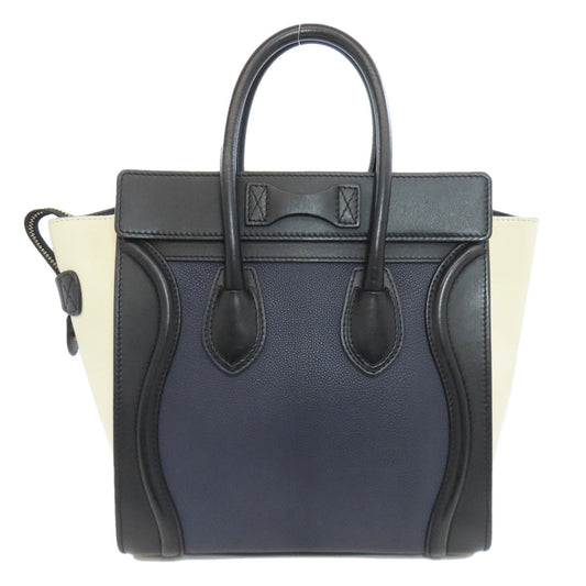 CELINE Handbag Calfskin Navy Luggage micro Women Used Authentic