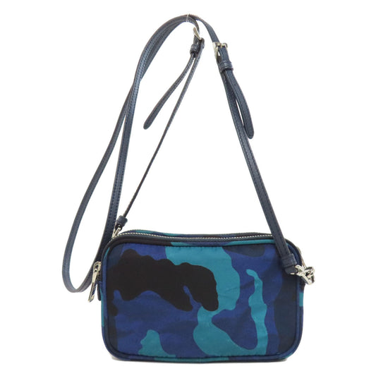 PRADA Shoulder Bag Nylon blue Camouflage Pattern Mini Shoulder Women Used Authentic