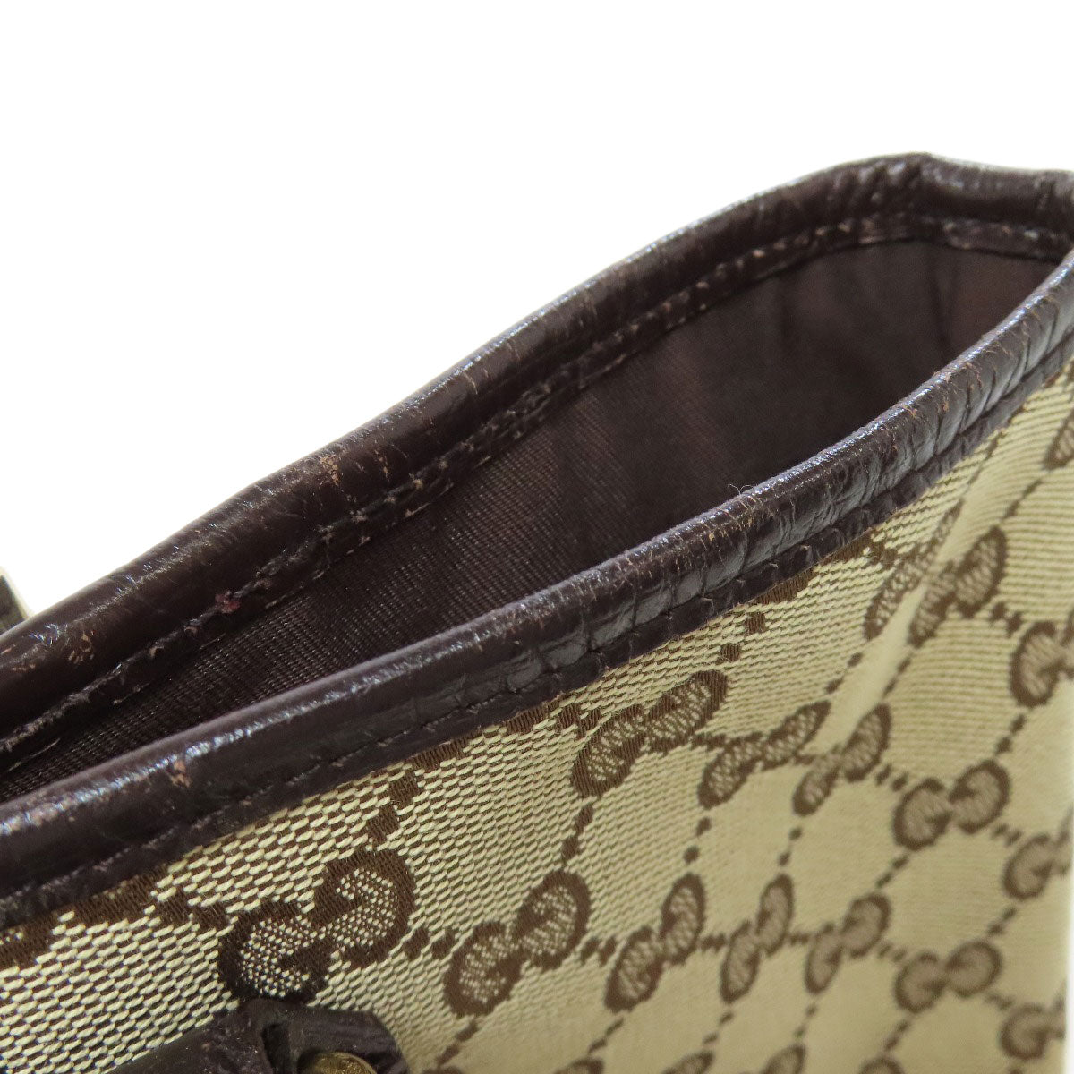 GUCCI Tote Bag 137396 canvas Brown GG Shelly line Women Used Authentic