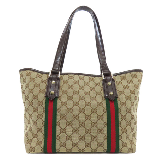 GUCCI Tote Bag 137396 canvas Brown GG Shelly line Women Used Authentic