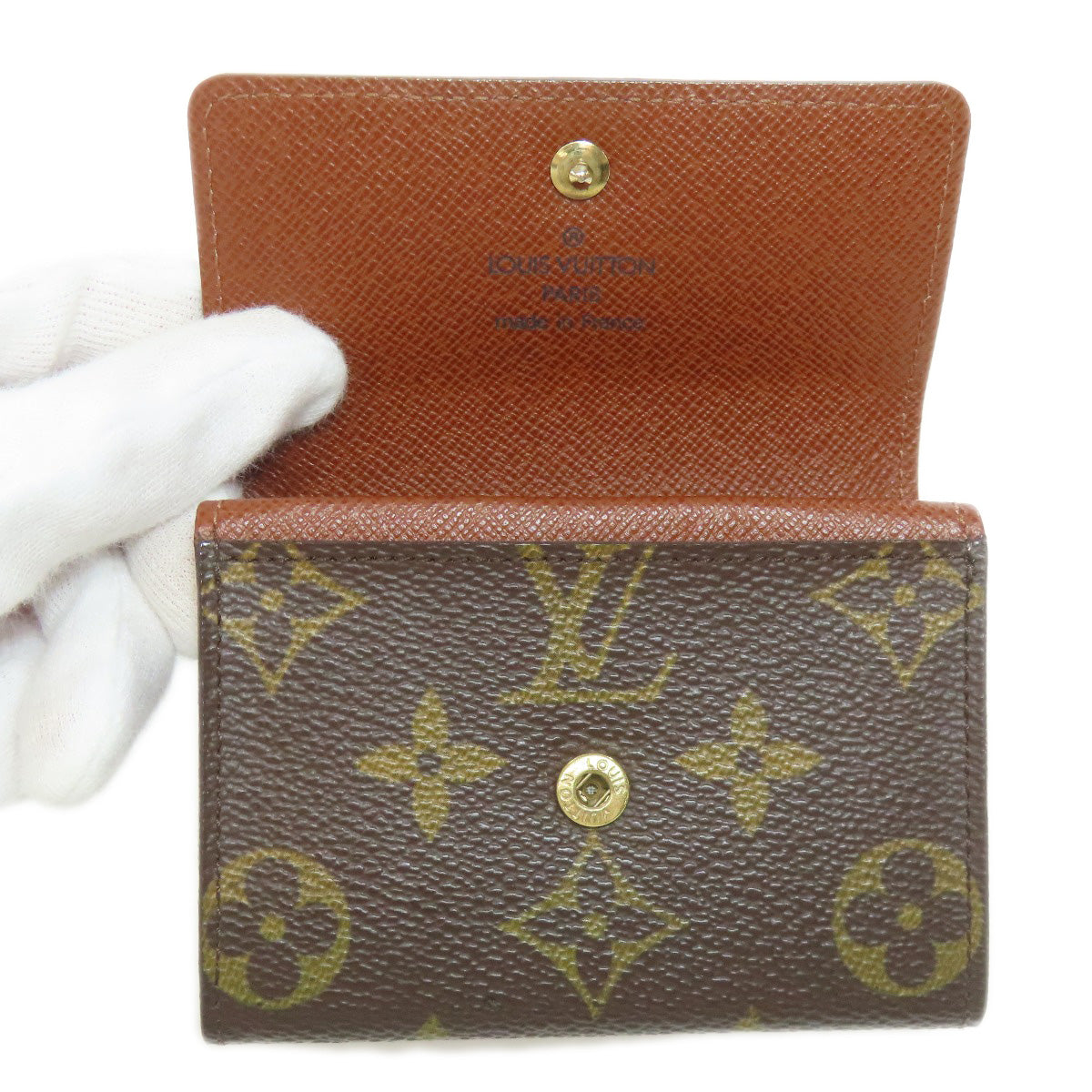 LOUIS VUITTON Coin case M61930 Monogram canvas Brown Portonet Plat Women(Unisex) Used Authentic