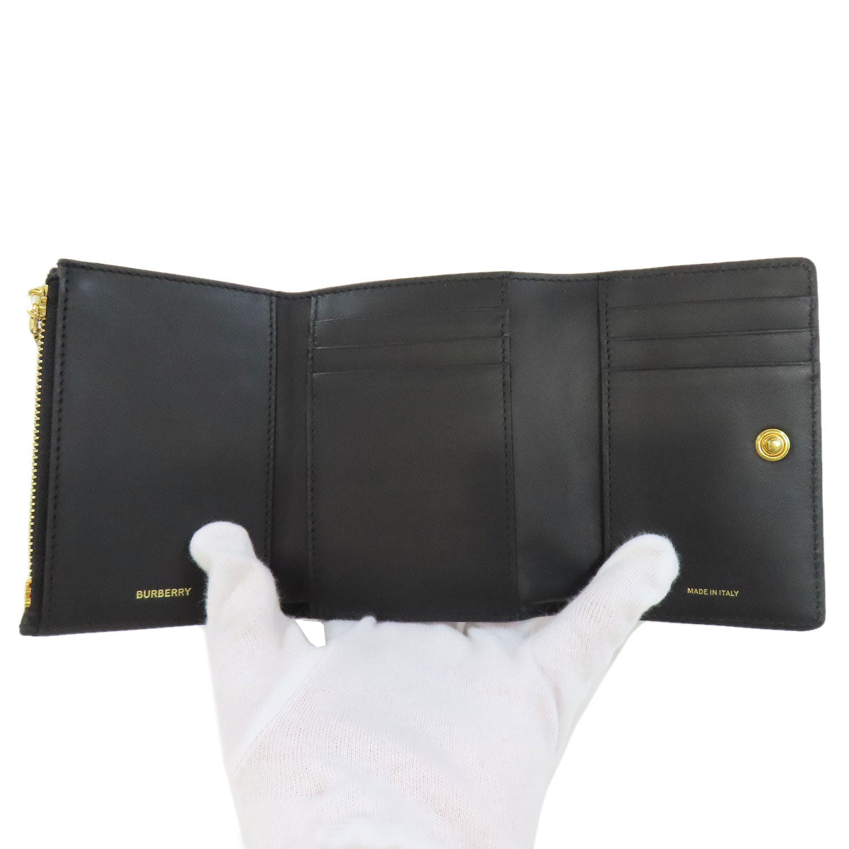 BURBERRY Bifold Wallet leather black TB logo
