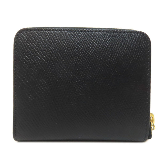 CELINE Bifold Wallet leather black logo Women Used Authentic