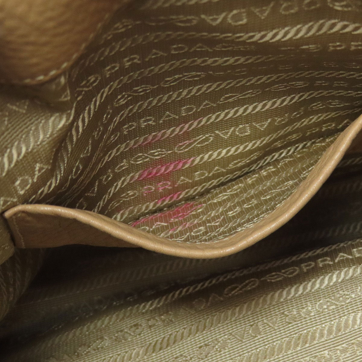 PRADA Handbag leather beige logo