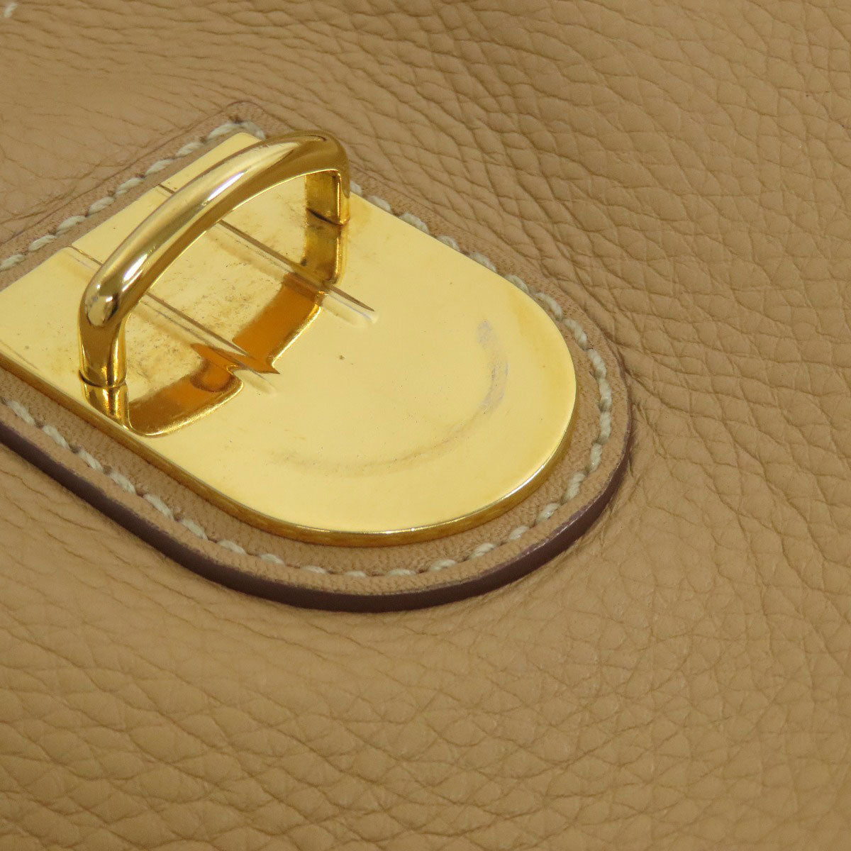 PRADA Handbag leather beige logo
