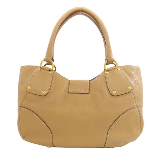 PRADA Handbag leather beige logo
