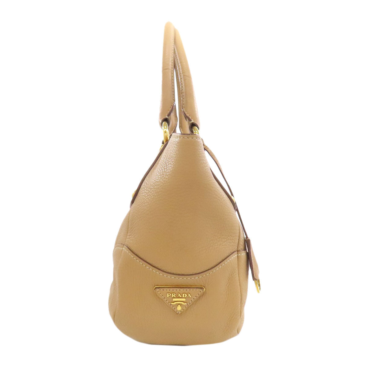 PRADA Handbag leather beige logo