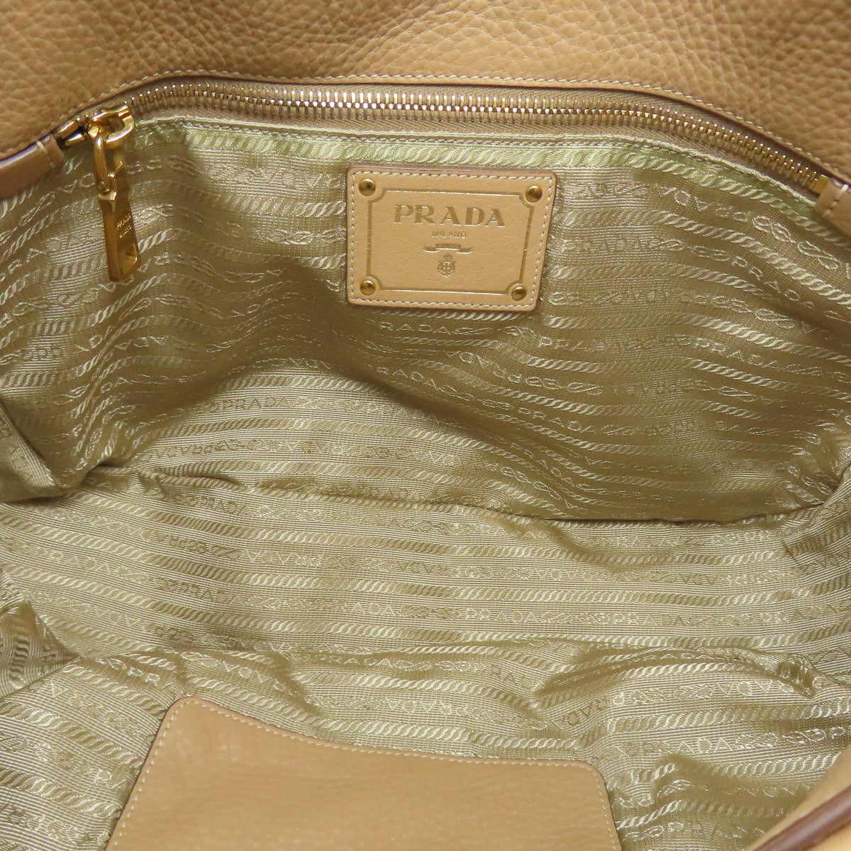 PRADA Handbag leather beige logo