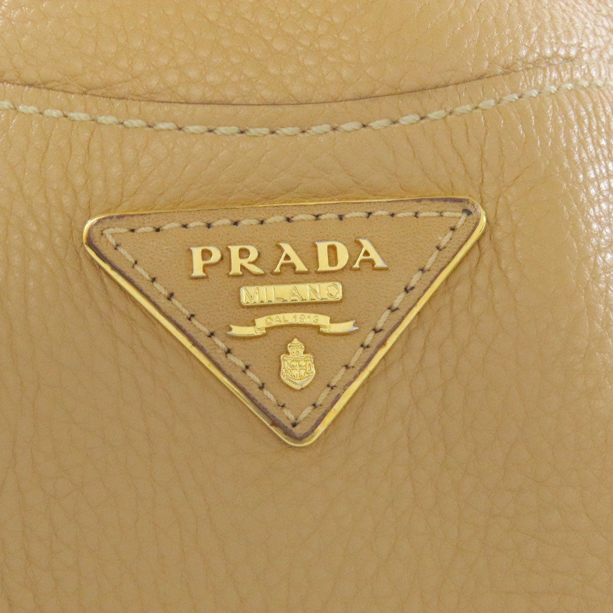 PRADA Handbag leather beige logo