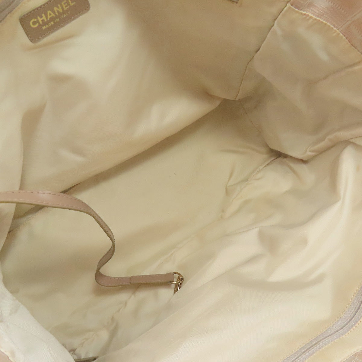 CHANEL Tote Bag Nylon jacquard beige New Travel Line MM