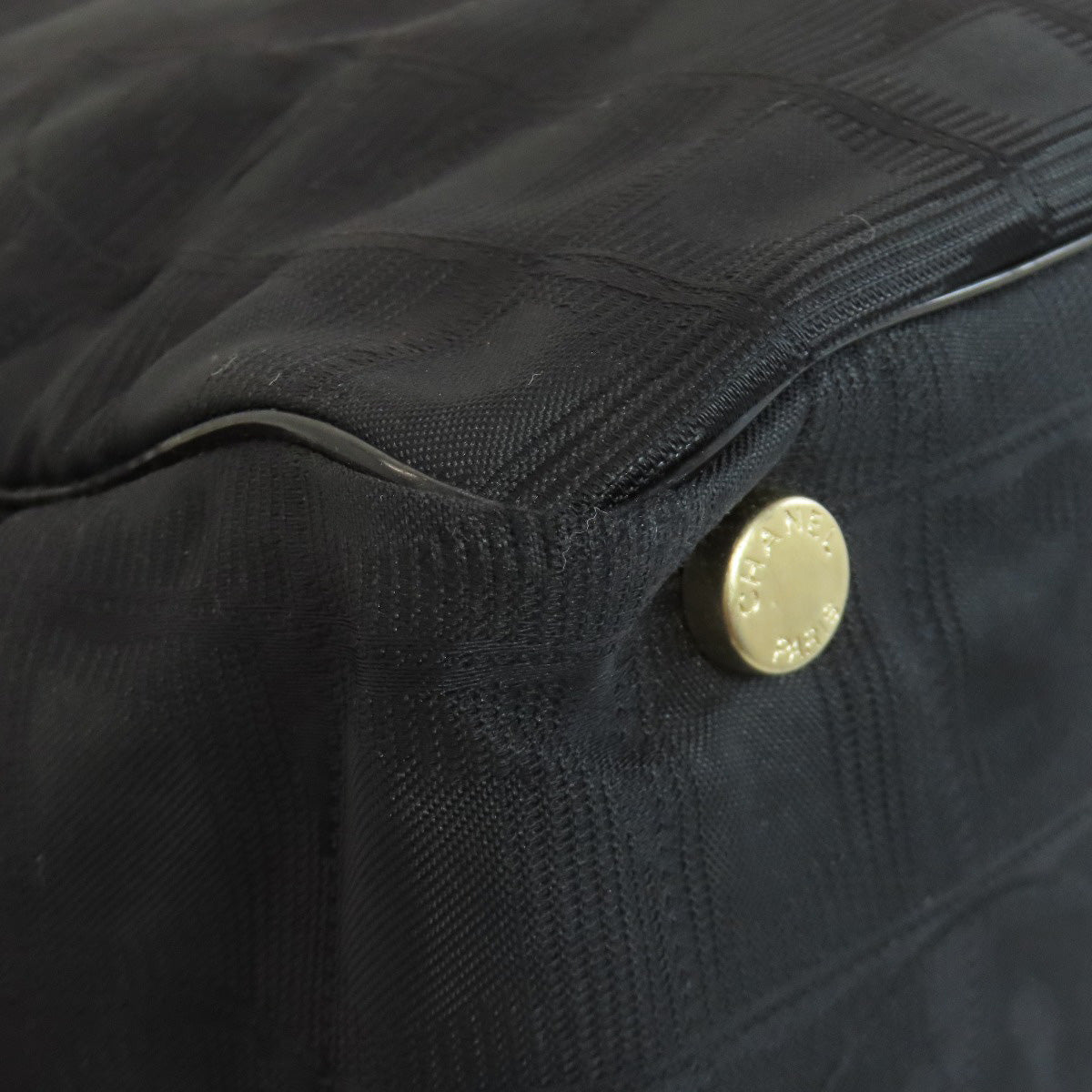 CHANEL Tote Bag Nylon jacquard black New Travel Line MM