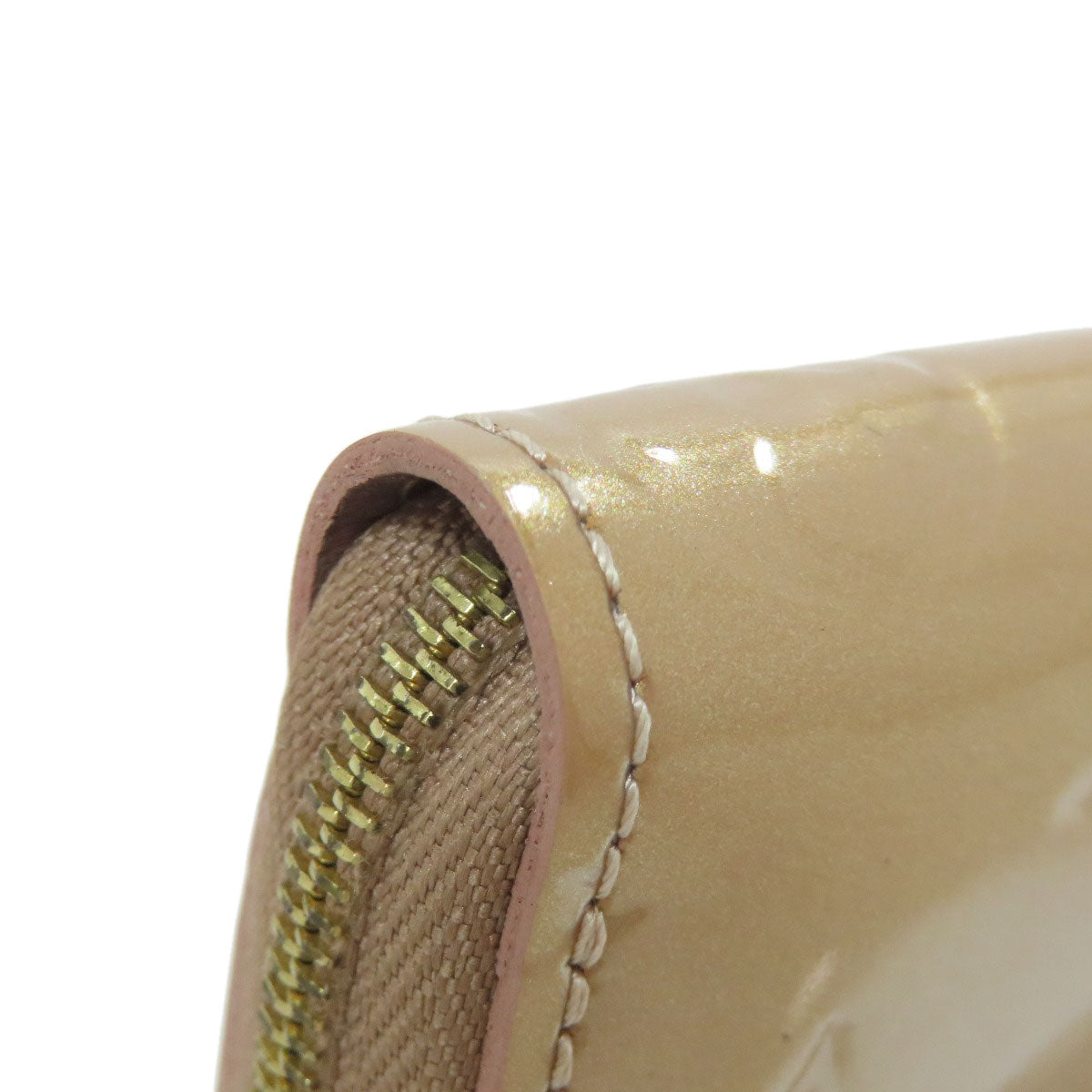 LOUIS VUITTON Coin case M91762 Vernis pink beige Zippy coin purse Women Used Authentic