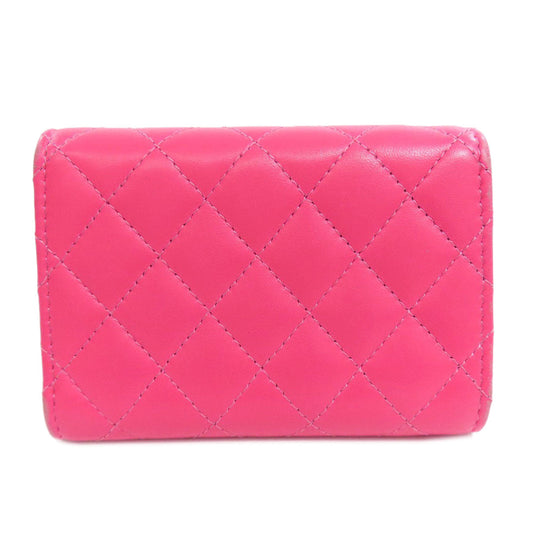 CHANEL Bifold Wallet Calfskin pink Tri-fold Boy Chanel Women Used Authentic