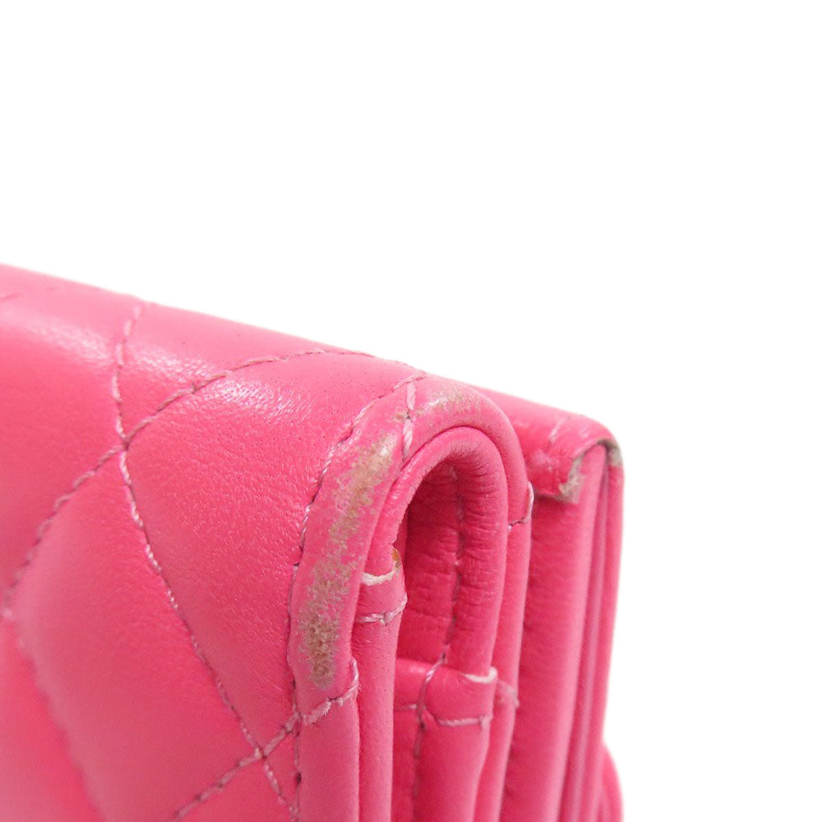 CHANEL Bifold Wallet Calfskin pink Tri-fold Boy Chanel Women Used Authentic