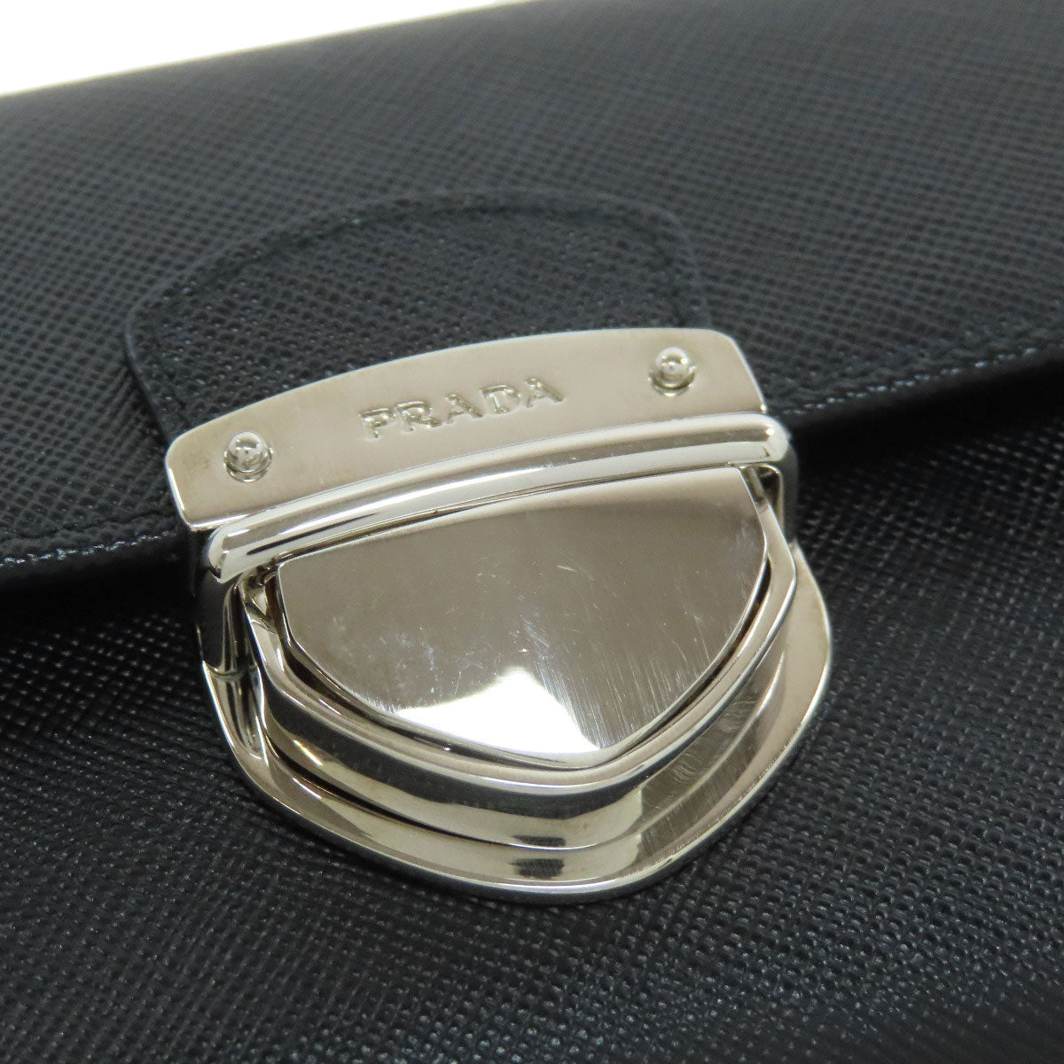 PRADA Long Wallet Purse 1M1037 Safiano black logo Women Used Authentic