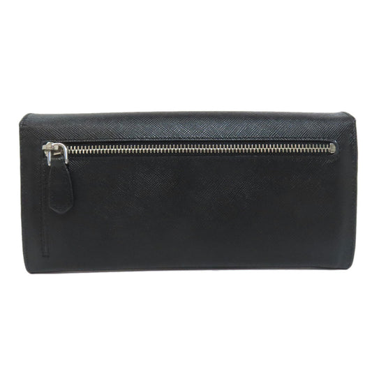 PRADA Long Wallet Purse 1M1037 Safiano black logo Women Used Authentic