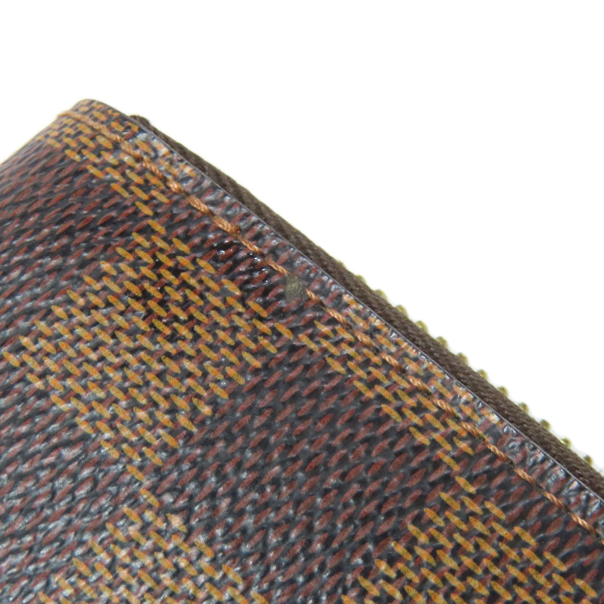LOUIS VUITTON Long Wallet Purse N60015 Damier canvas Brown Zippy wallet old Women Used Authentic