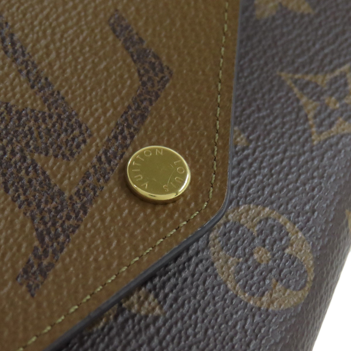 LOUIS VUITTON Long Wallet Purse M80726 Monogram reverse Brown Portefeuille Sara Women Used Authentic