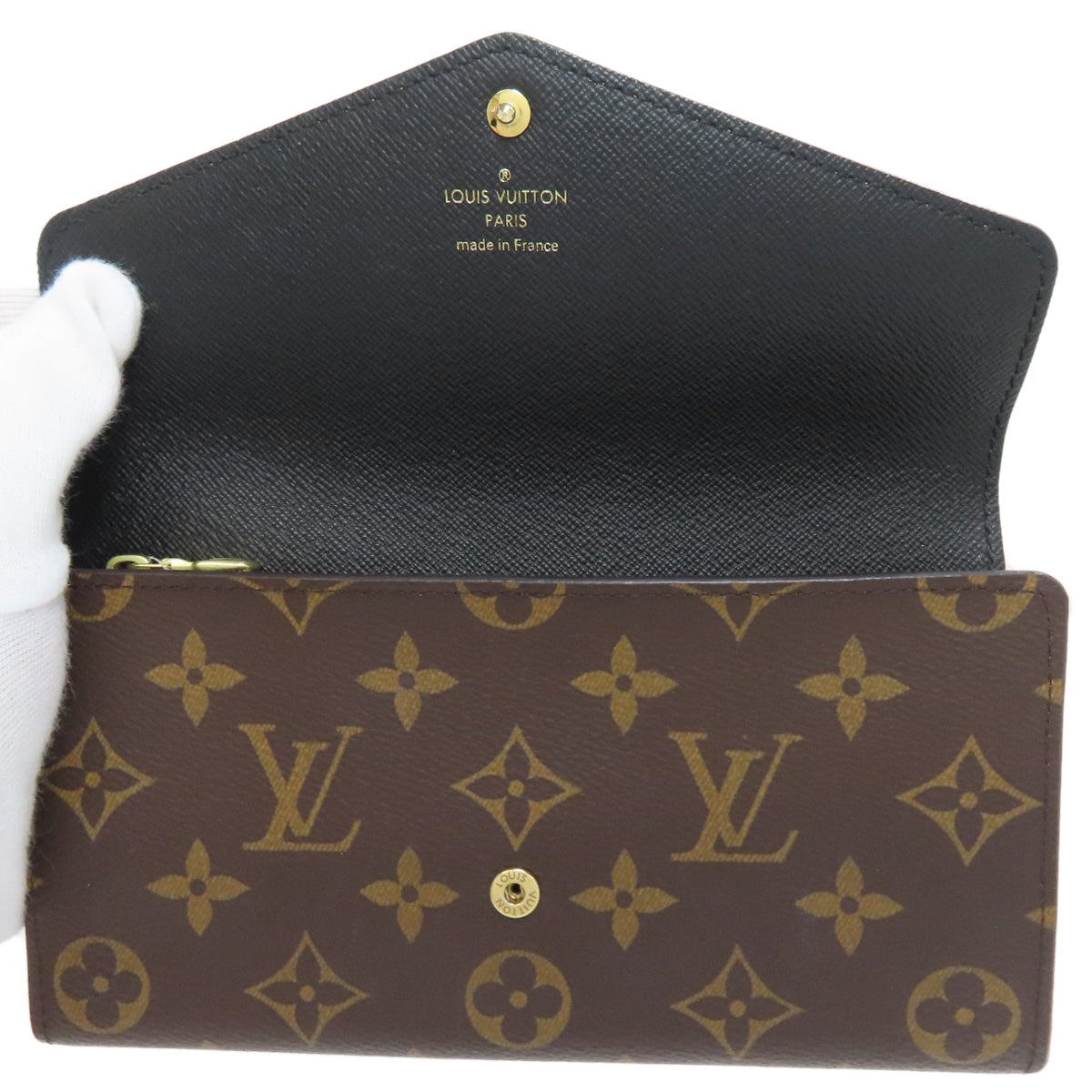 LOUIS VUITTON Long Wallet Purse M80726 Monogram reverse Brown Portefeuille Sara Women Used Authentic