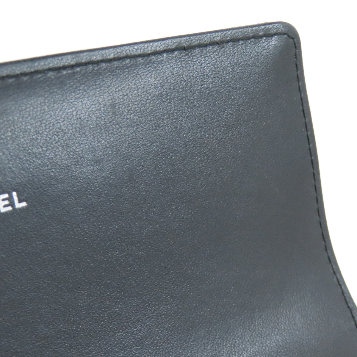 CHANEL Long Wallet Purse lambskin black Matelasse SilverMetal Women Used Authentic