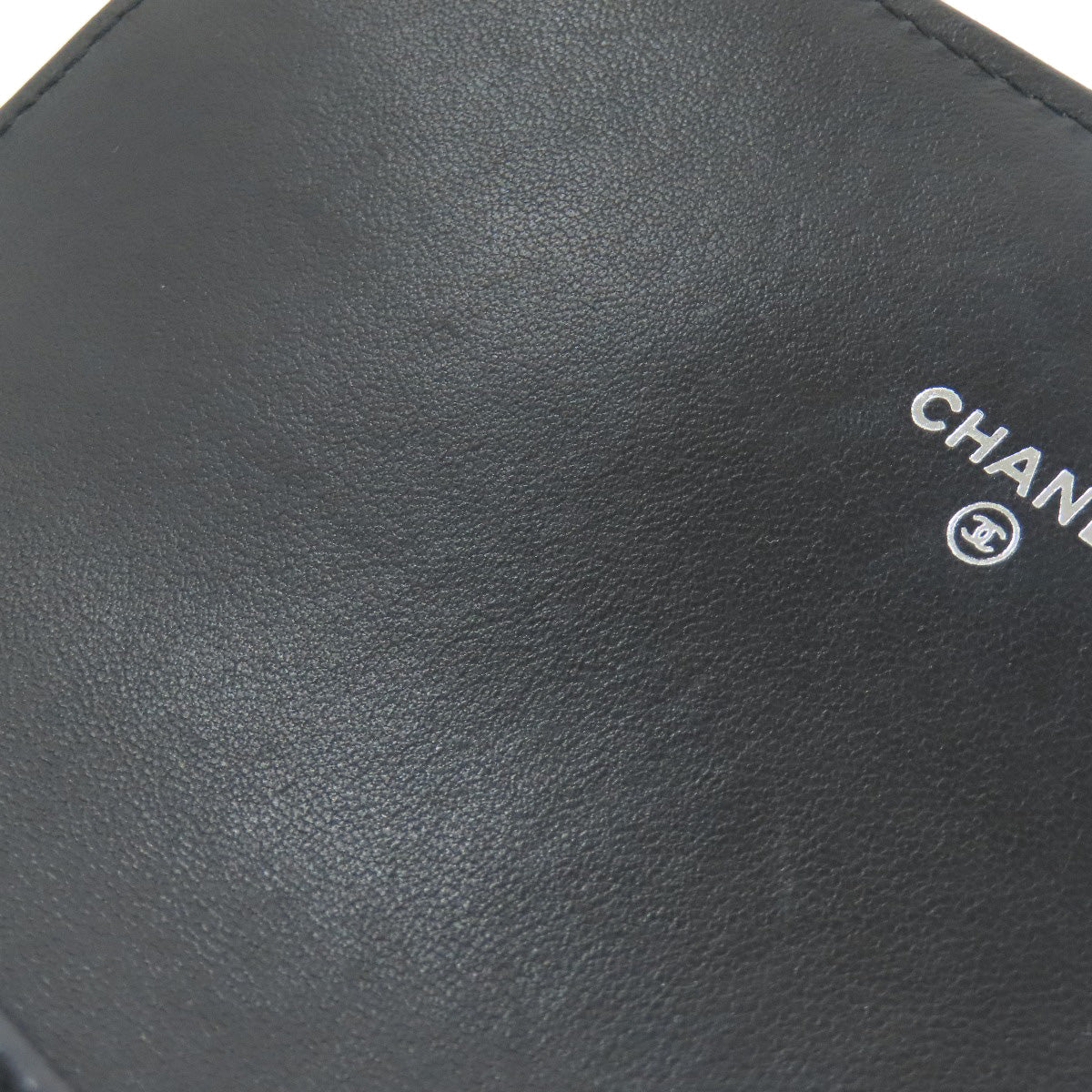 CHANEL Long Wallet Purse lambskin black Matelasse SilverMetal Women Used Authentic