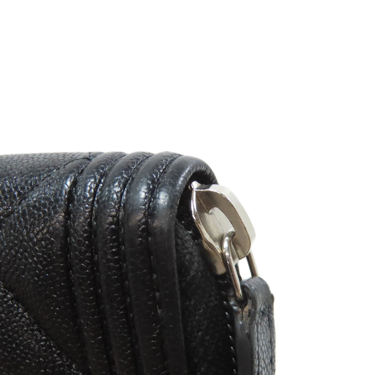 CHANEL Long Wallet Purse Calfskin black Boy chanel Women Used Authentic