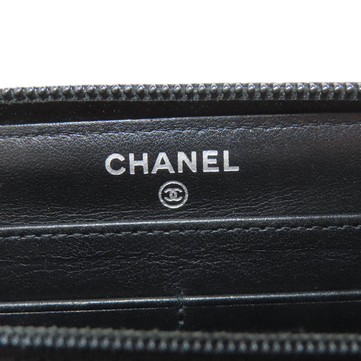 CHANEL Long Wallet Purse Calfskin black Boy chanel Women Used Authentic