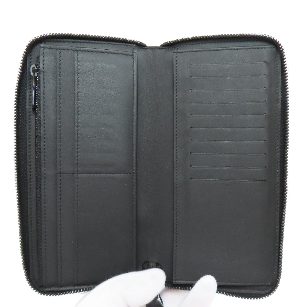 LOUIS VUITTON Long Wallet Purse M69047 Ann Platt black Zippy wallet Vertical Women Used Authentic